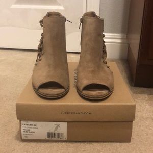 Lucky Brand Sesame Oiled Suede Booties